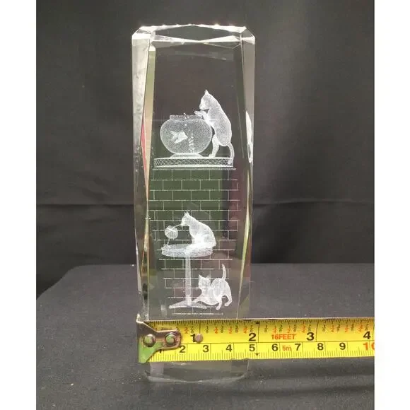 3D crystal Holographic Photo 3 Cats Playing - Picture 5 of 6